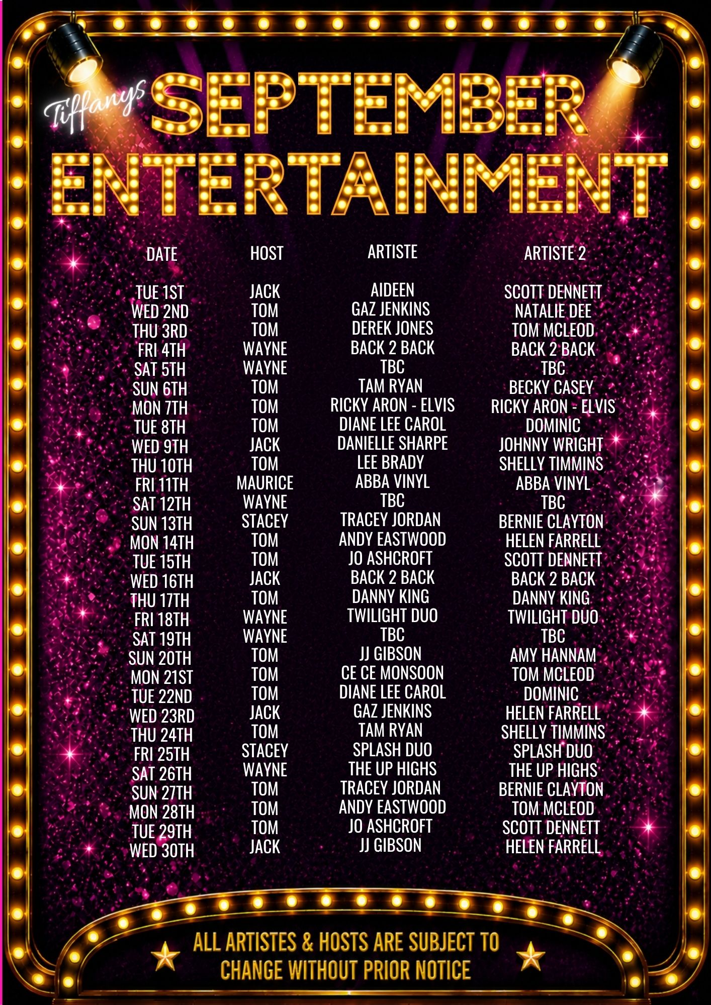 September Entertainment 2026