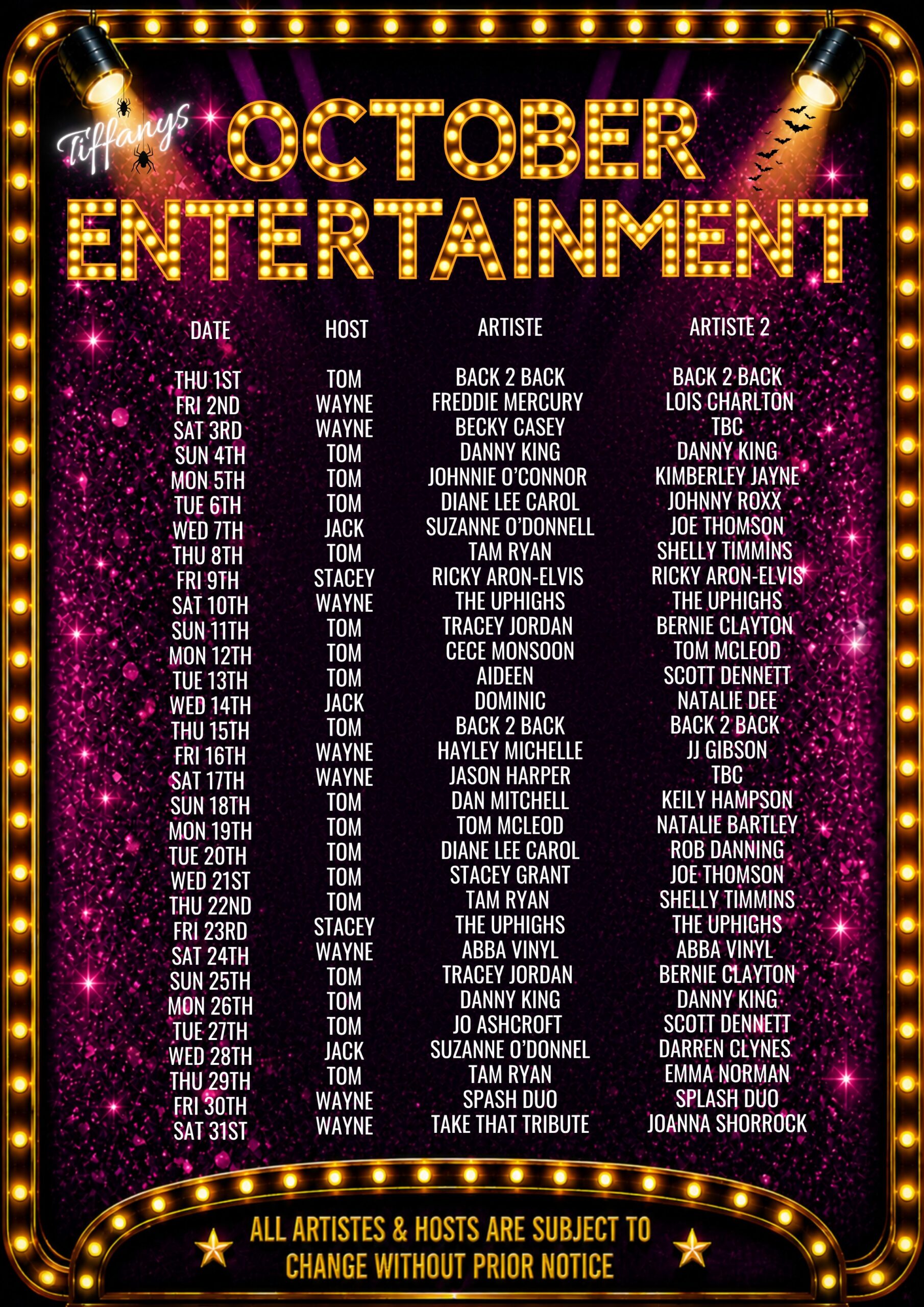October Entertainment 2026